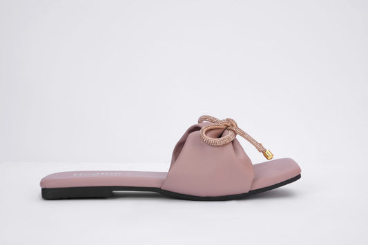 Regina Bow Accent Pink Sliders