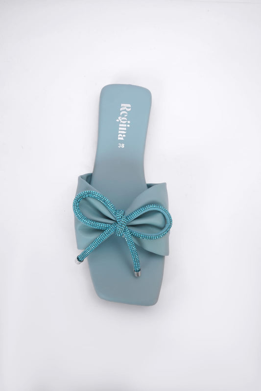Regina Bow Accent Ice Blue Sliders