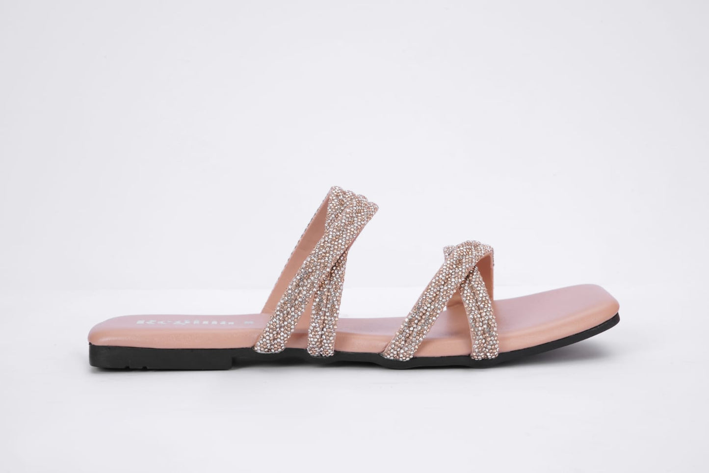 Regina Embellished Double Strap Pink Sliders