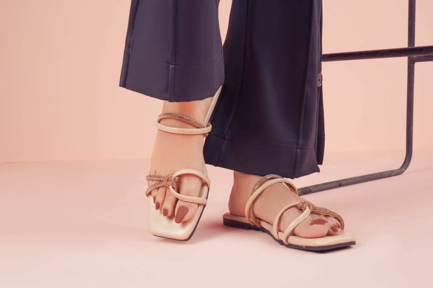 Regina Double Strap Cream Sliders