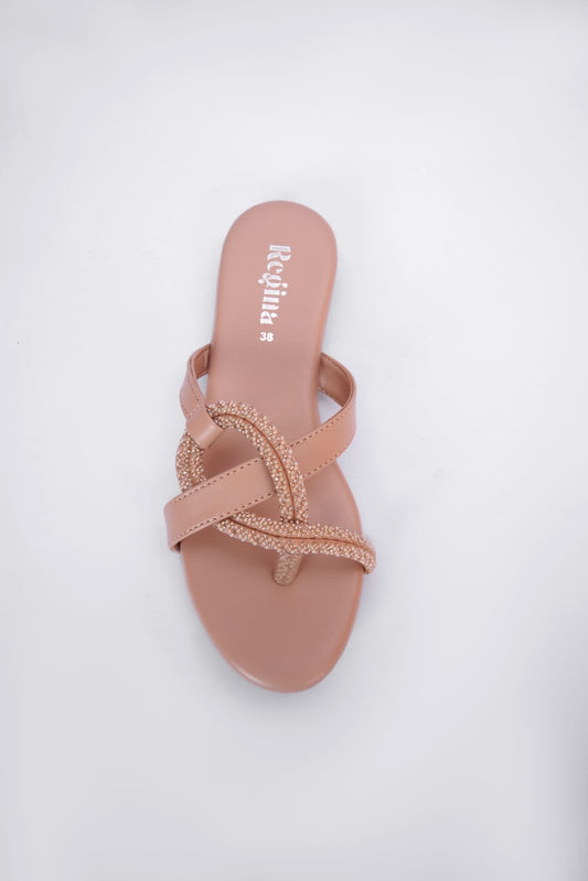 Regina Embellished Peach Flats
