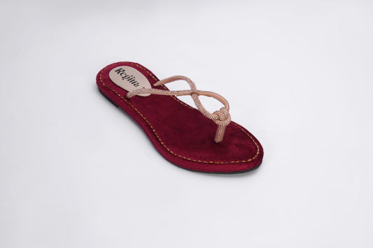 Regina Braided Maroon Flats