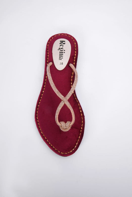 Regina Braided Maroon Flats