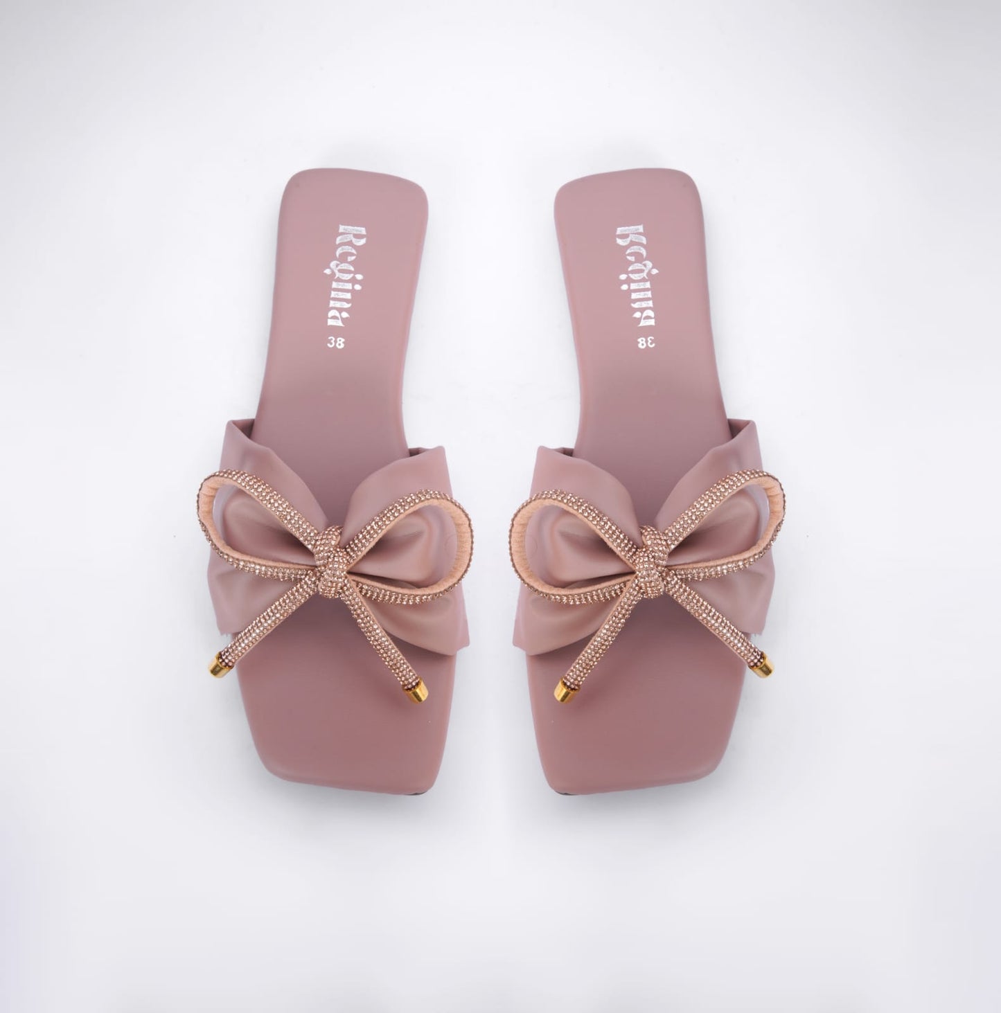 Regina Bow Accent Pink Sliders