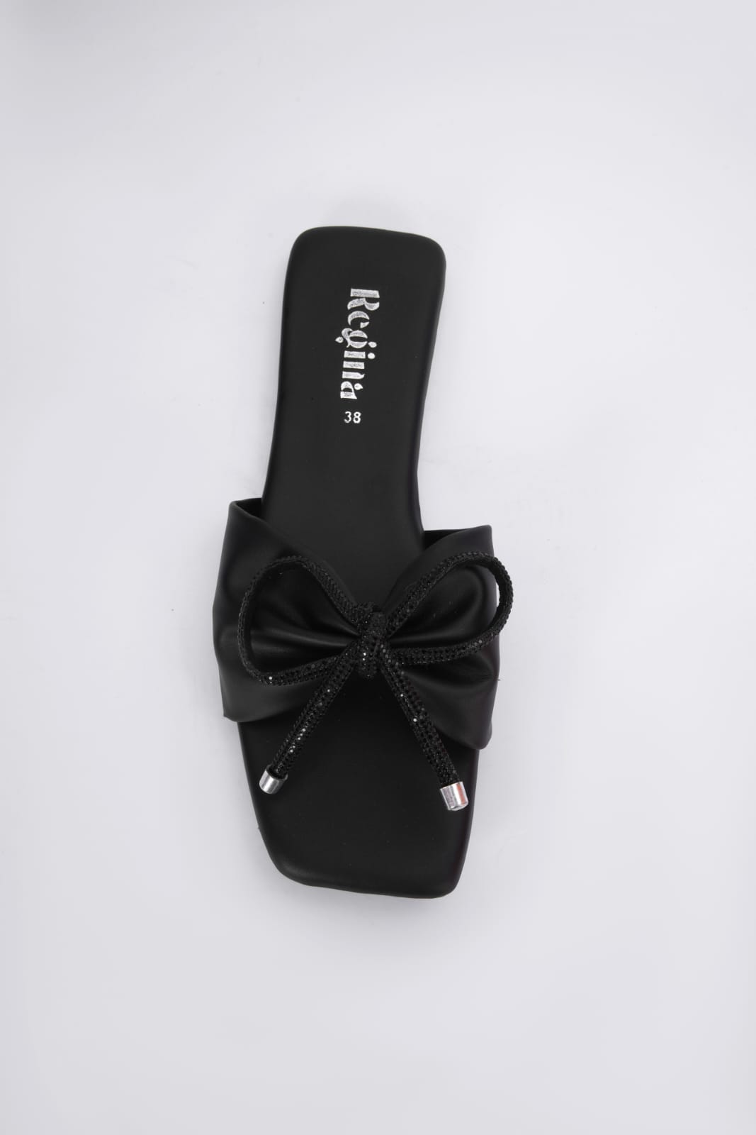 Regina Bow Accent Black Sliders