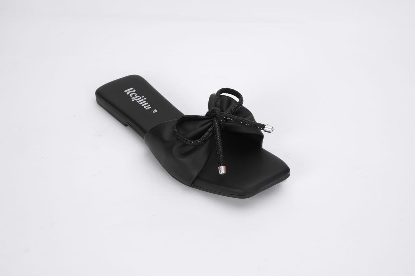 Regina Bow Accent Black Sliders