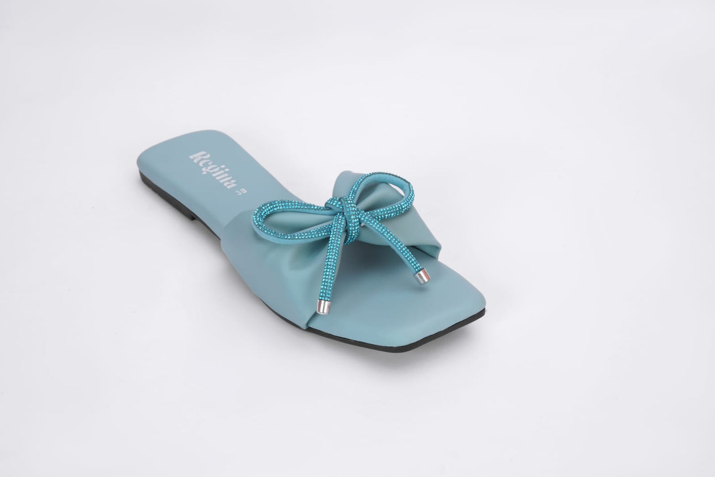 Regina Bow Accent Ice Blue Sliders