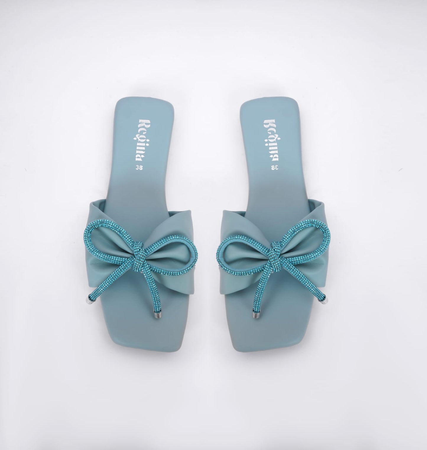 Regina Bow Accent Ice Blue Sliders