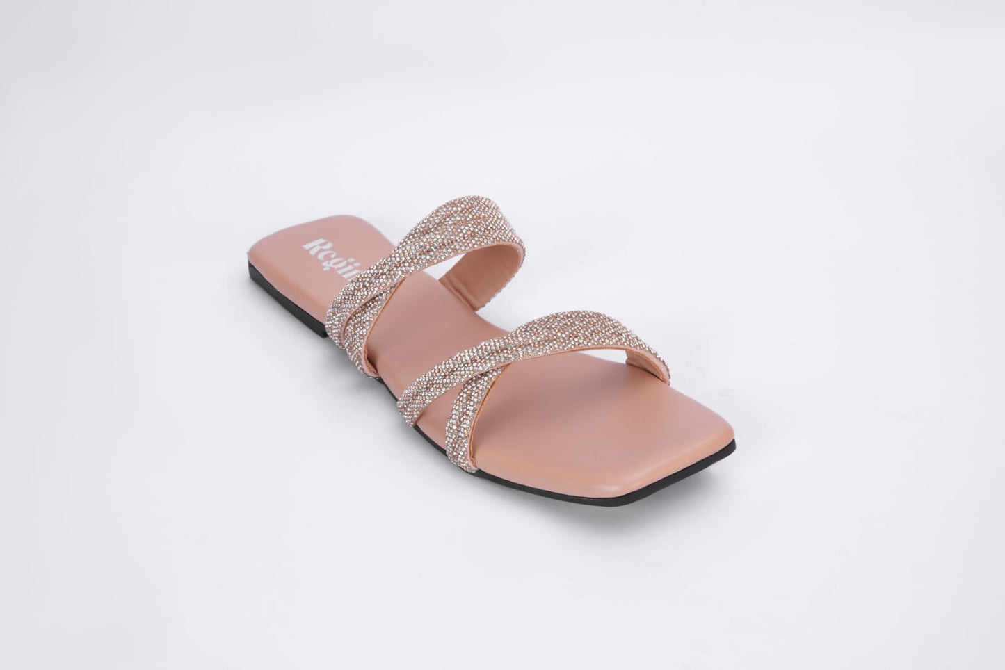 Regina Embellished Double Strap Pink Sliders