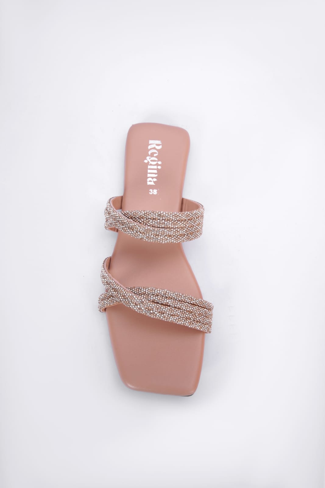 Regina Embellished Double Strap Pink Sliders