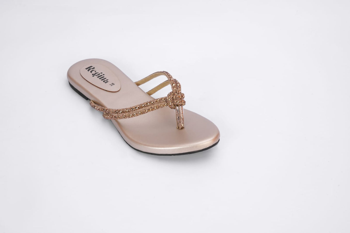 Regina Embellished Knot Golden Flats