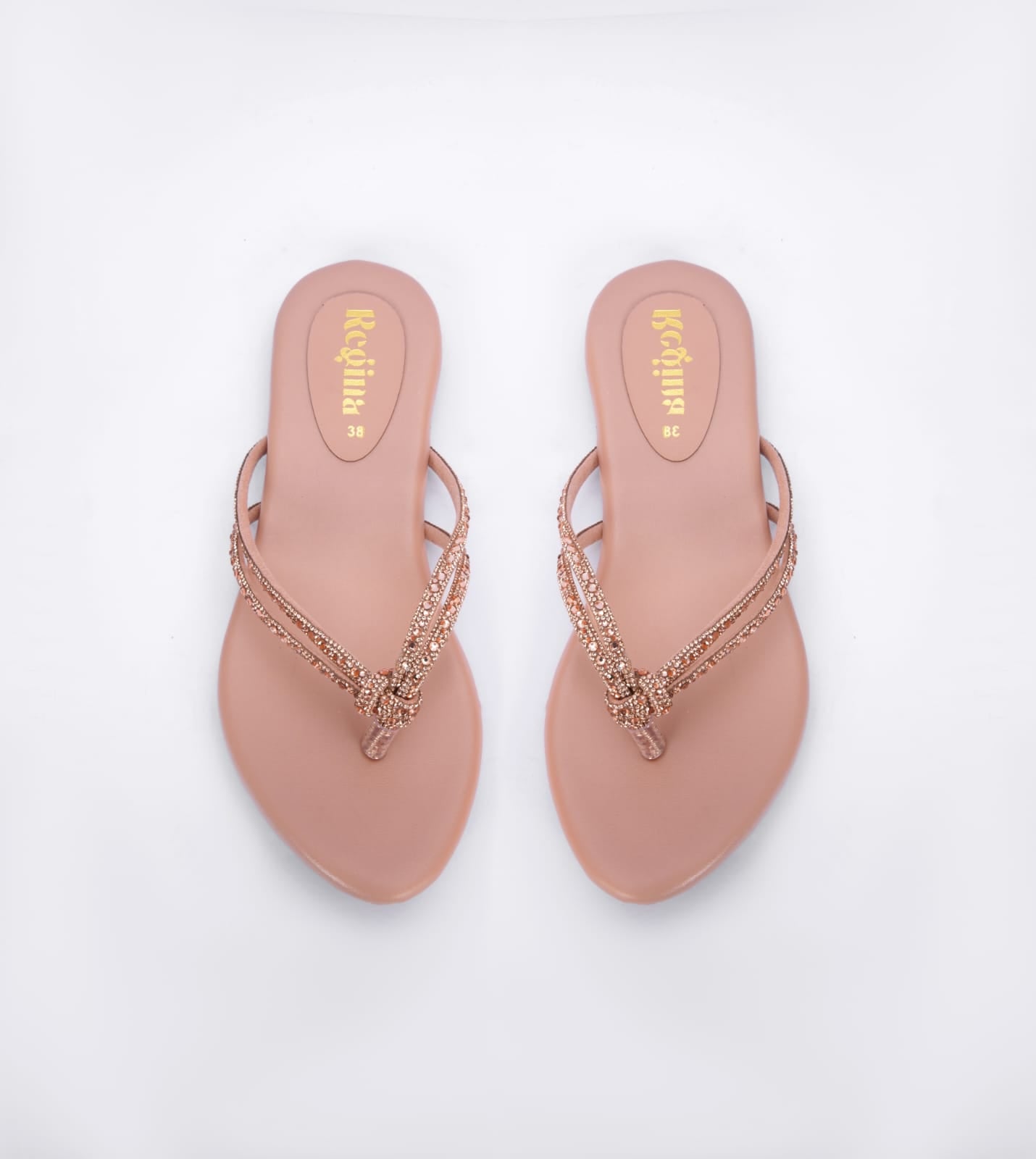 Regina Embellished Knot Peach Flats