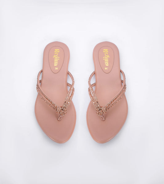 Regina Embellished Knot Peach Flats