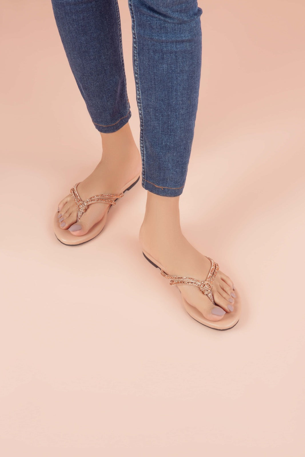 Regina Embellished Knot Peach Flats