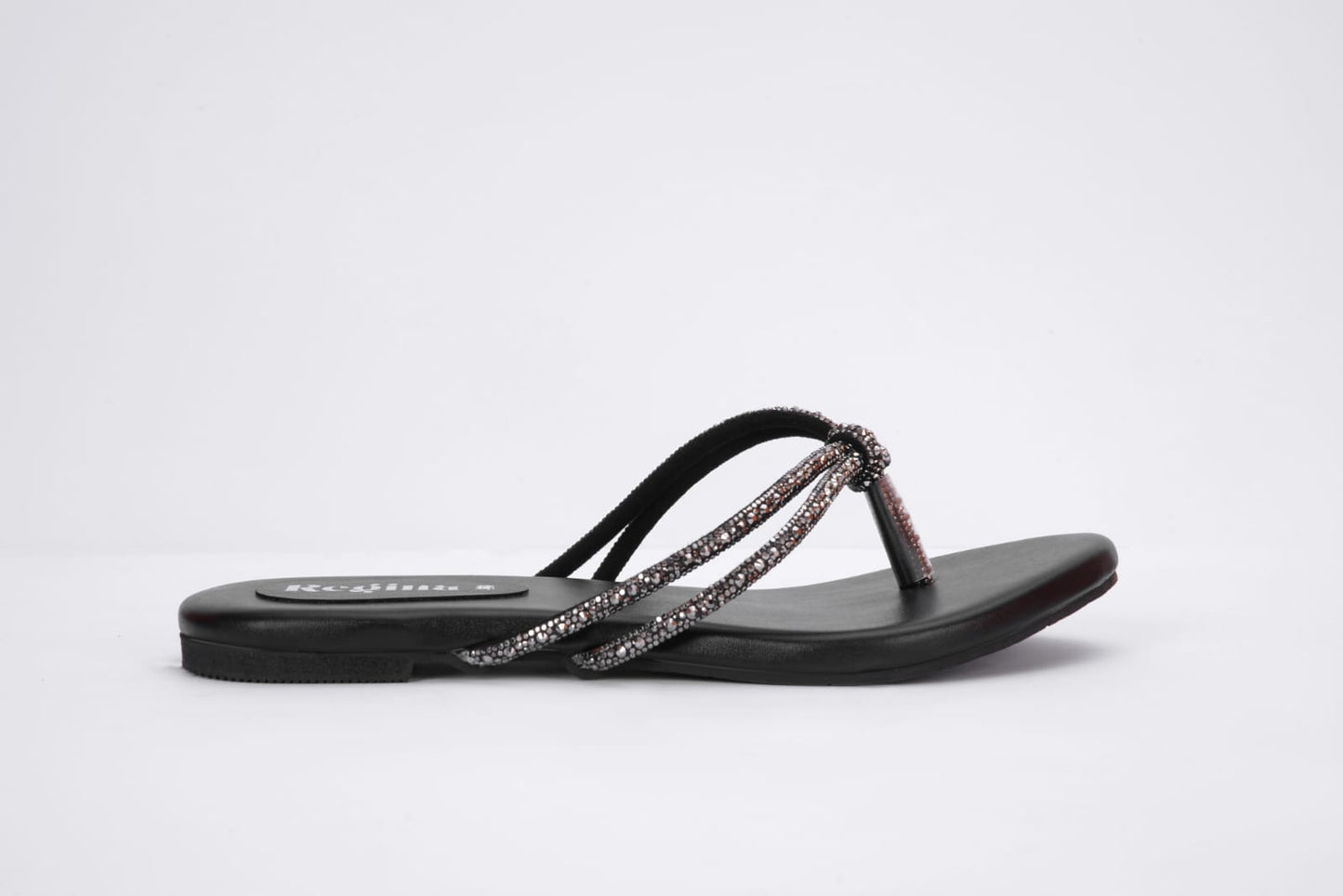 Regina Embellished Knot Black Flats