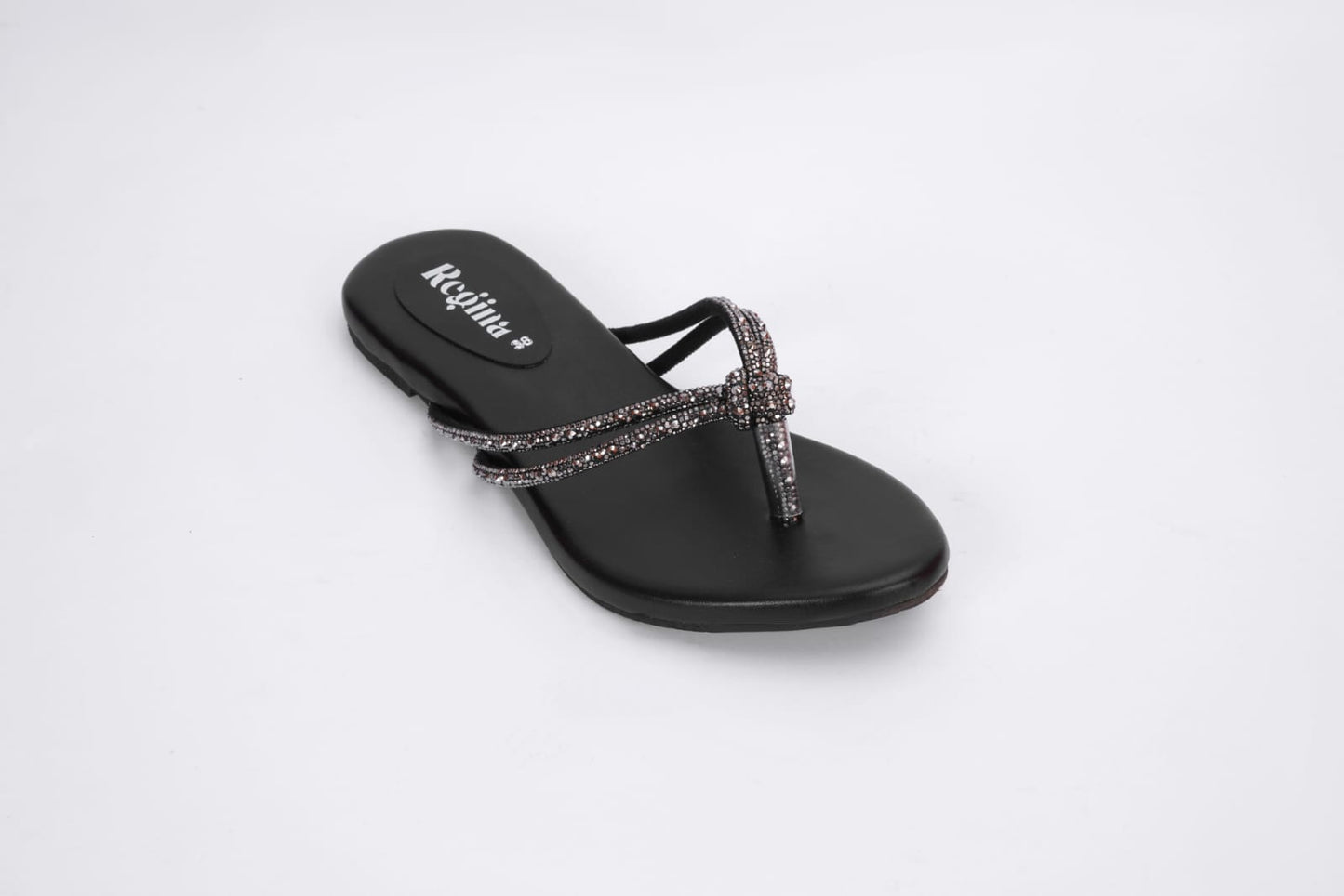 Regina Embellished Knot Black Flats