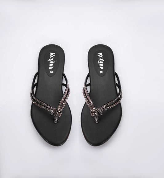Regina Embellished Knot Black Flats