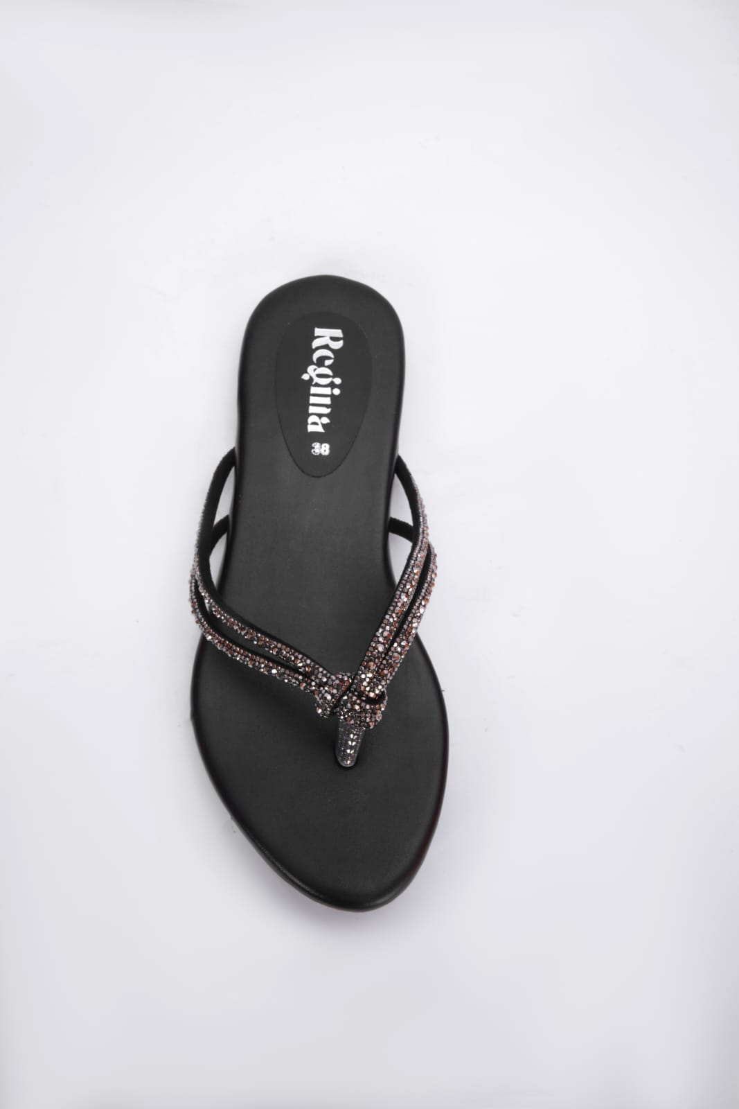 Regina Embellished Knot Black Flats