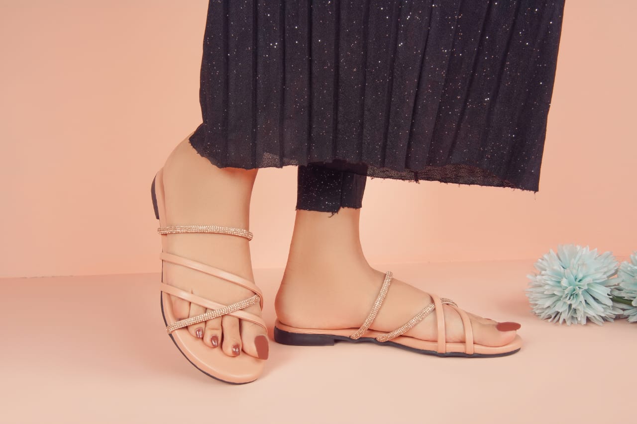 Regina Multi Strap Peach Sliders