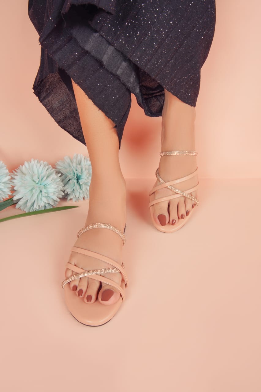 Regina Multi Strap Peach Sliders