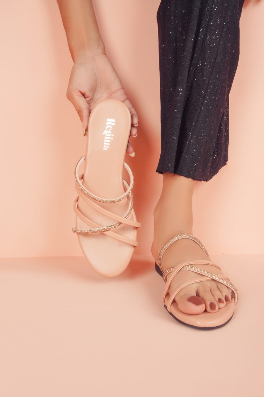 Regina Multi Strap Peach Sliders