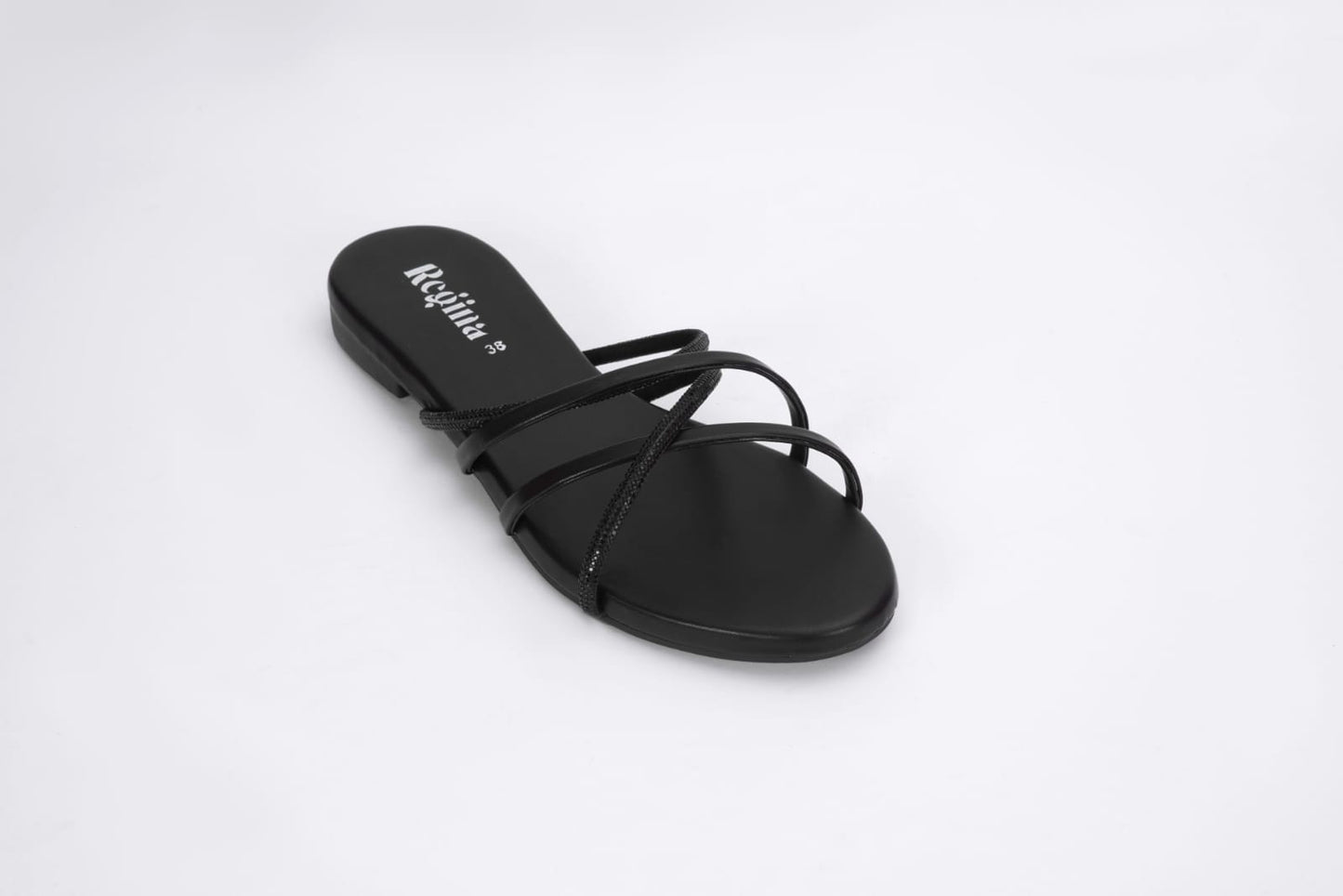 Regina Multi Strap Black Sliders