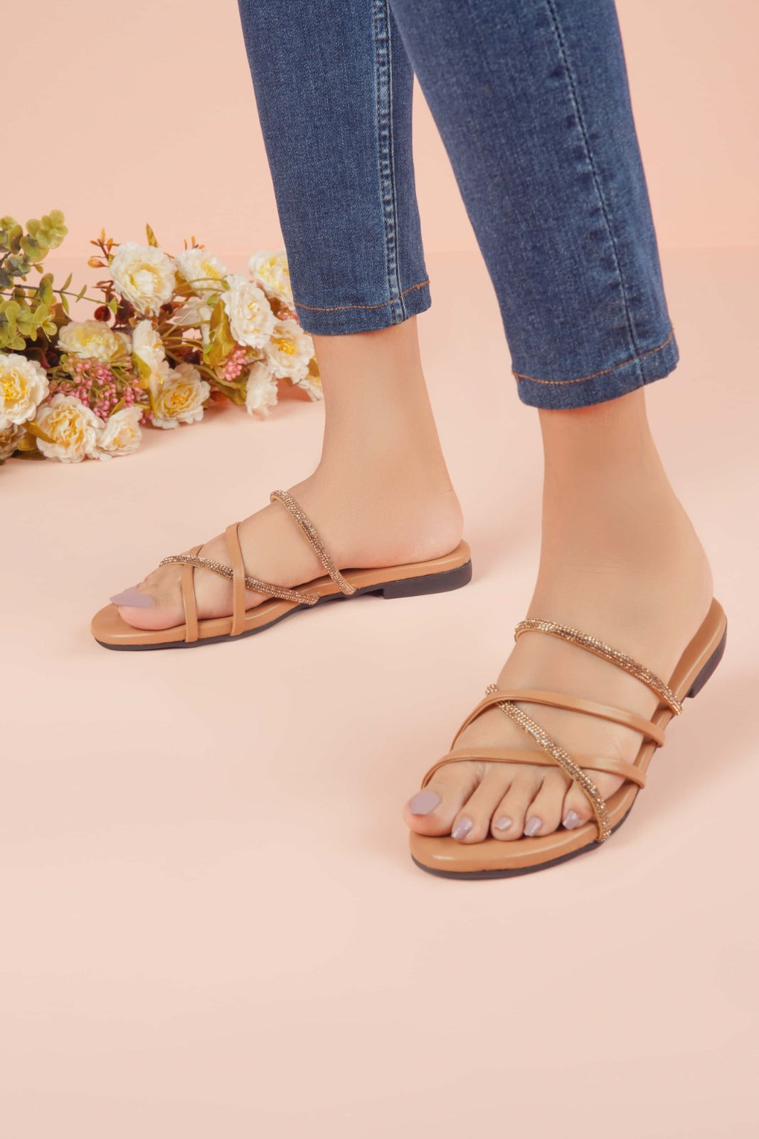 Regina Multi-Strap Brown Sliders
