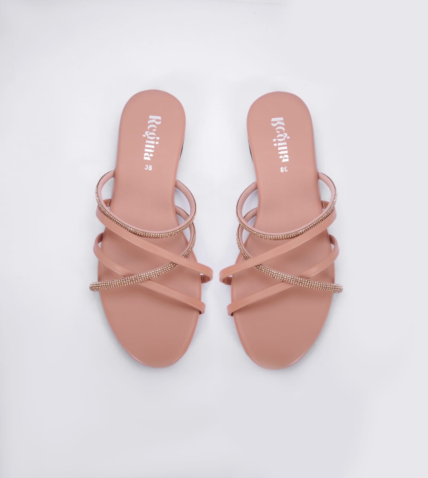 Regina Multi Strap Peach Sliders