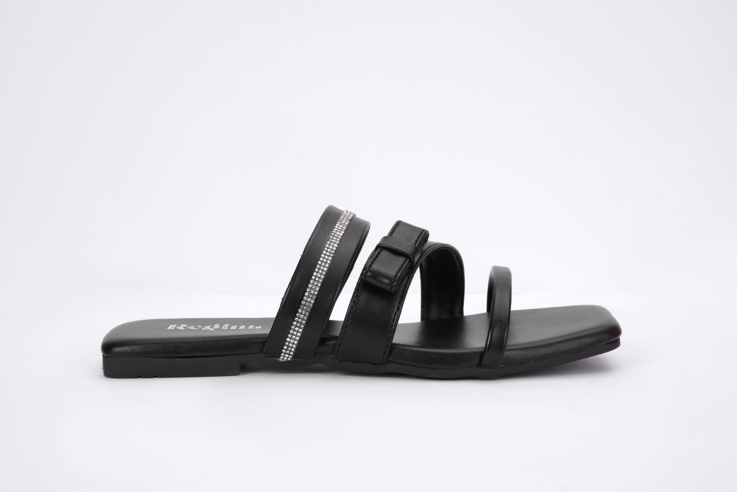 Regina Triple-Strap Black Sliders