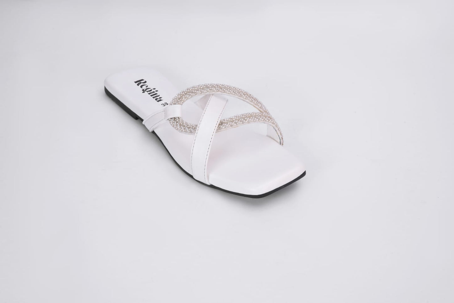 Regina Sparkle-Braid White Sliders