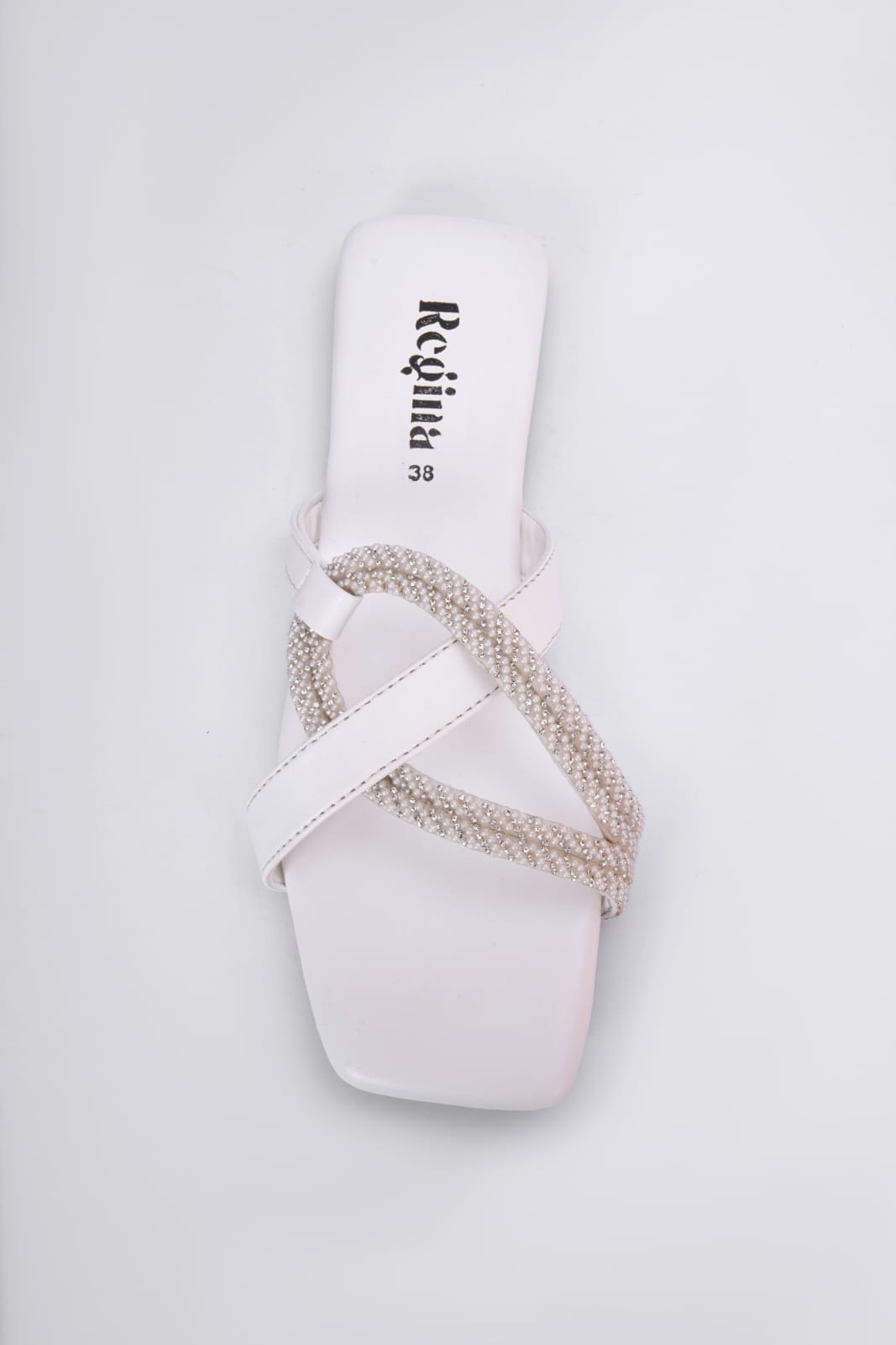 Regina Sparkle-Braid White Sliders