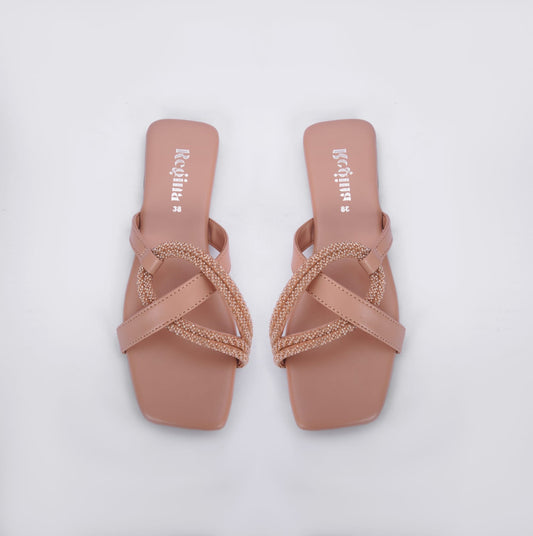 Regina Criss-Cross Peach Sliders