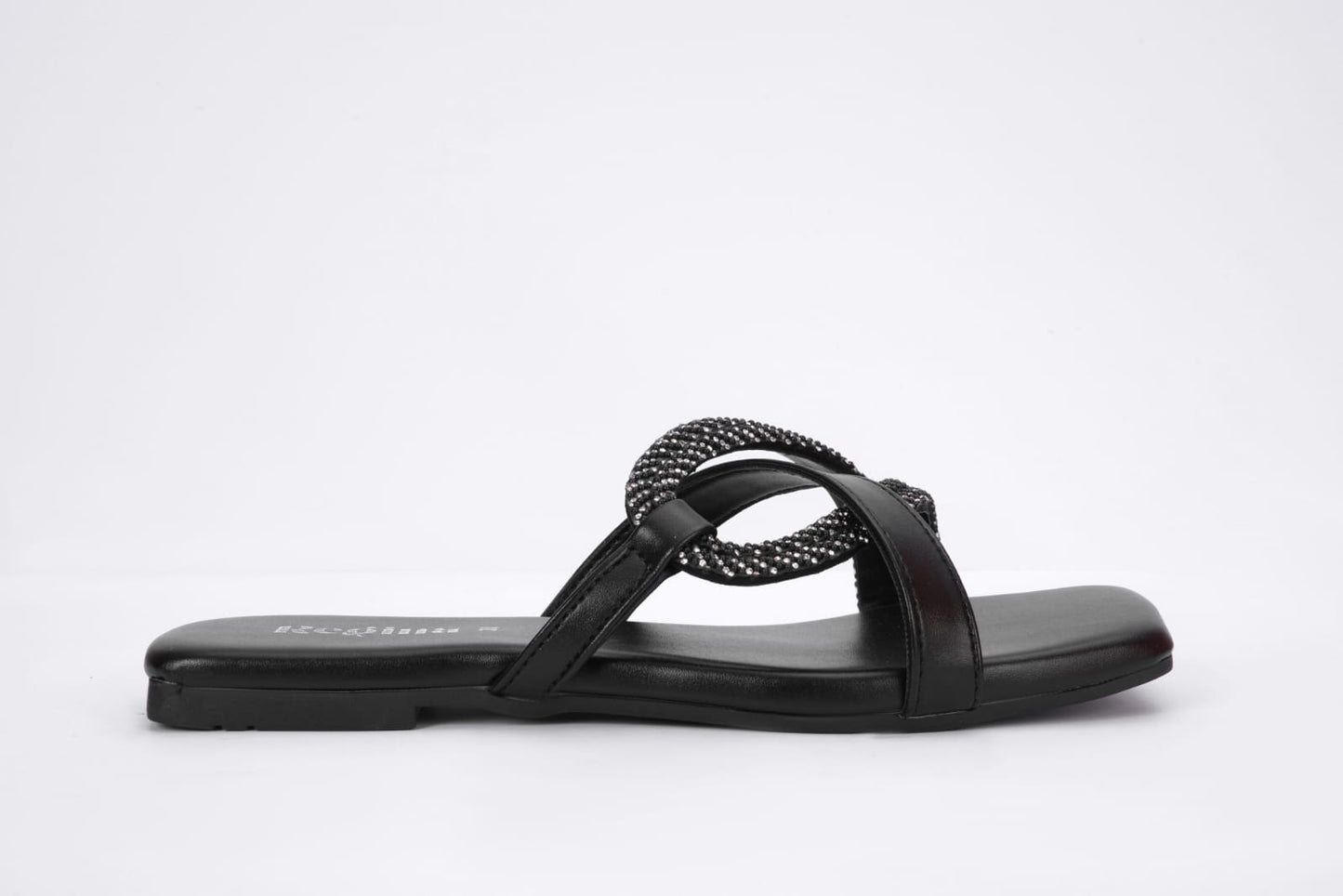 Regina Sparkle Braid Black Sliders