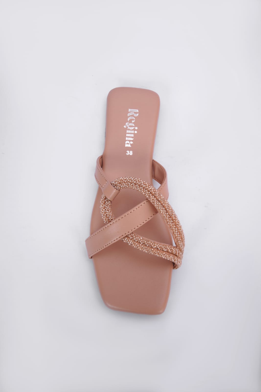 Regina Criss-Cross Peach Sliders