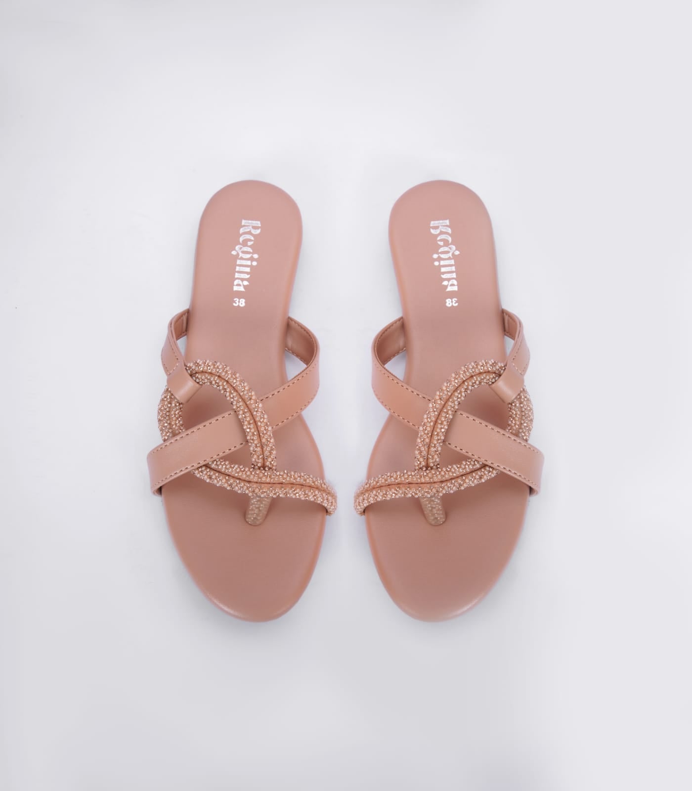 Regina Embellished Peach Flats
