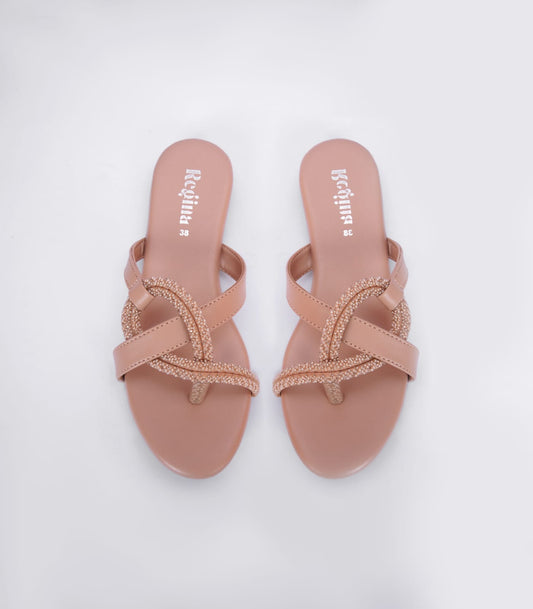 Regina Embellished Peach Flats