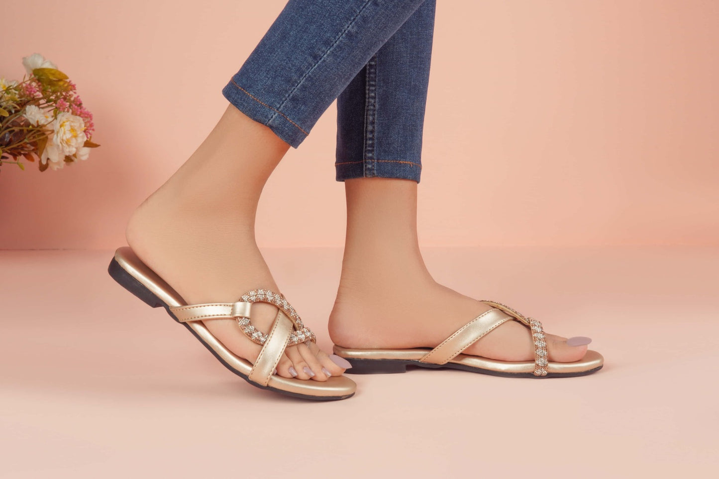 Regina Crystal Golden Flats