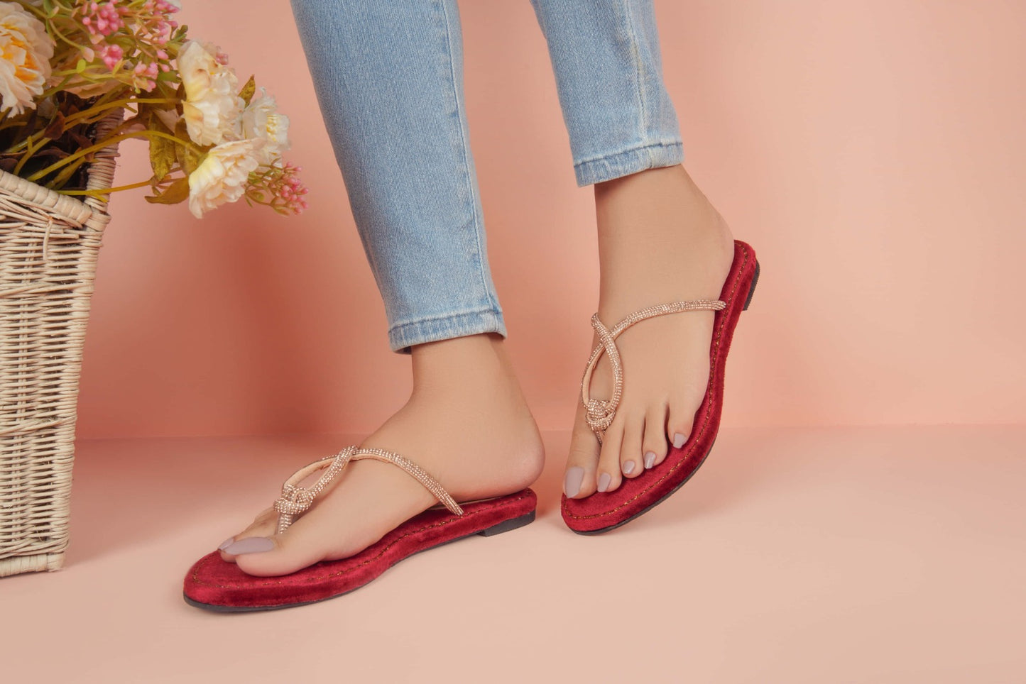 Regina Braided Maroon Flats