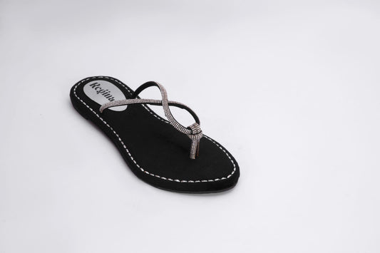 Regina Black Velvet Sandals
