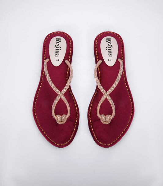 Regina Braided Maroon Flats