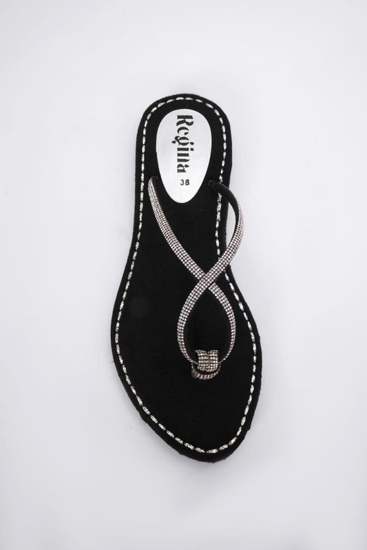 Regina Black Velvet Sandals