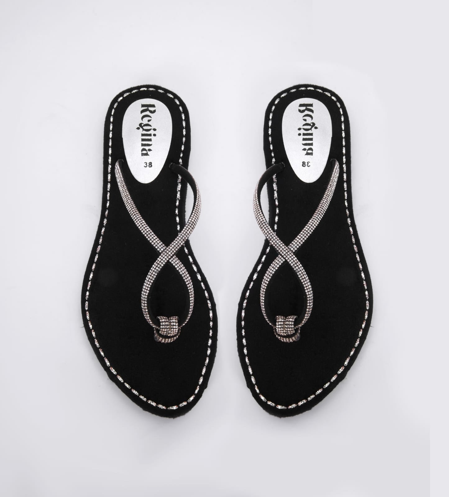Regina Black Velvet Sandals