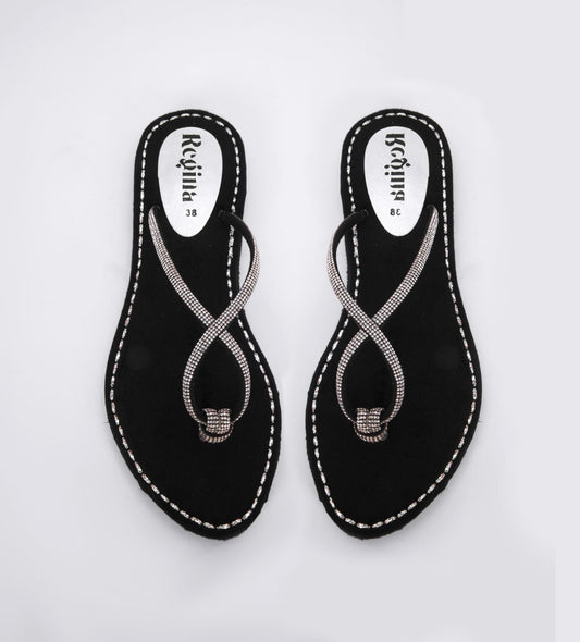 Regina Black Velvet Sandals