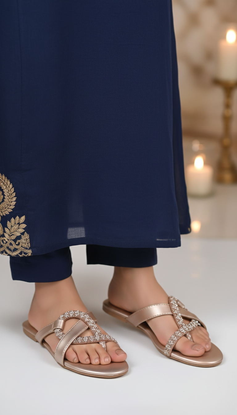 Regina Crystal Golden Flats