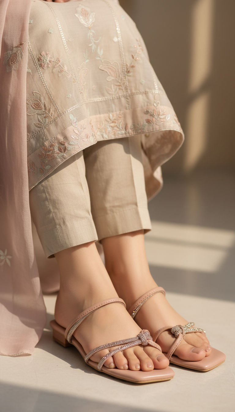 Regina Double Strap Peach Sliders